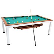 NORTH Essence Pooltafel/Eettafel Wit/Walnut 7FT