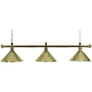 Biljartlamp pool met drie kappen Messing