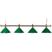 Biljartlamp pool met vier kappen Groen / Messing