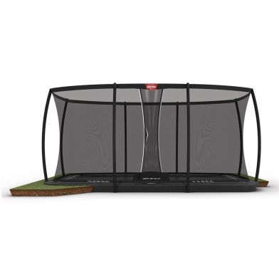 BERG Ultim Elite FlatGround Trampoline 500 Grijs + Safety Net Deluxe XL