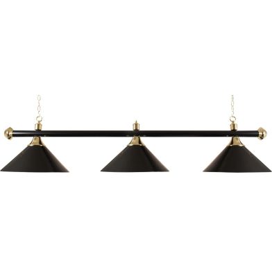 Biljartlamp pool met drie kappen Zwart