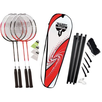 Badminton set Attacker 4 spelers + net rood