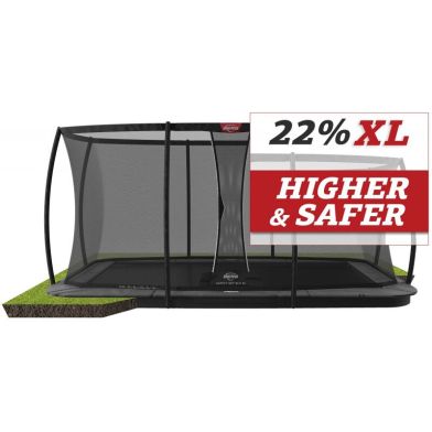 BERG Ultim Champion FlatGround Trampoline 410 Grijs + Safety Net Deluxe XL