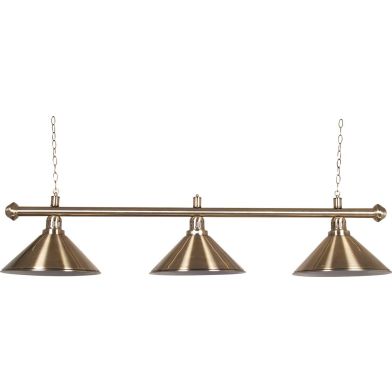 Biljartlamp pool met drie kappen Brushed Copper