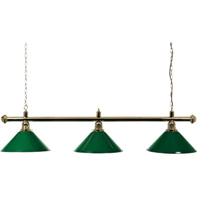 Biljartlamp pool met drie kappen Groen