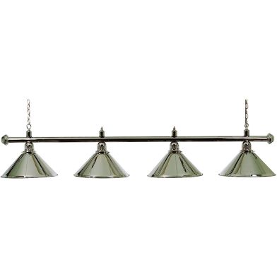 Biljartlamp pool met vier kappen Chroom