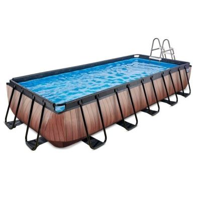 EXIT Wood zwembad 540x250x100cm met filterpomp - bruin