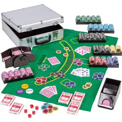 NORTH Pokerset Aluminium Pokerkoffer 600 Chips en Kaartmixer