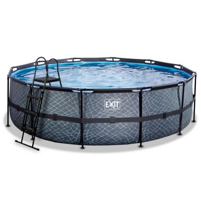 EXIT Stone zwembad ø488x122cm met zandfilterpomp - grijs