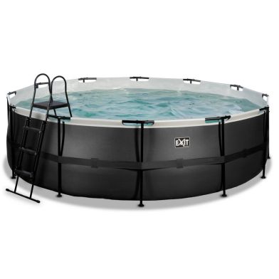 EXIT Black Leather zwembad ø488x122cm met zandfilterpomp - zwart