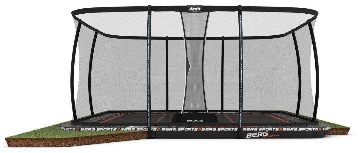 BERG Ultim Pro Bouncer FlatGround Trampoline 5x5 + Safety Net Deluxe XL