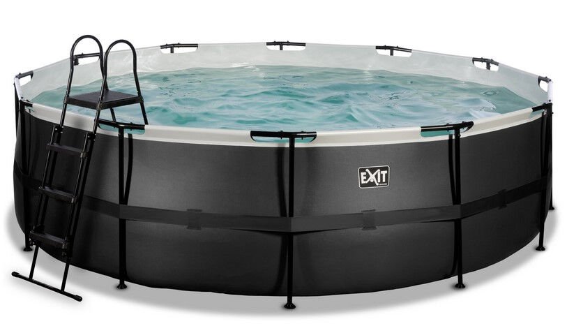 EXIT Black Leather zwembad ø488x122cm met filterpomp - zwart