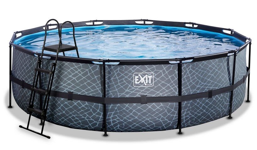 EXIT Stone zwembad ø488x122cm met zandfilterpomp - grijs