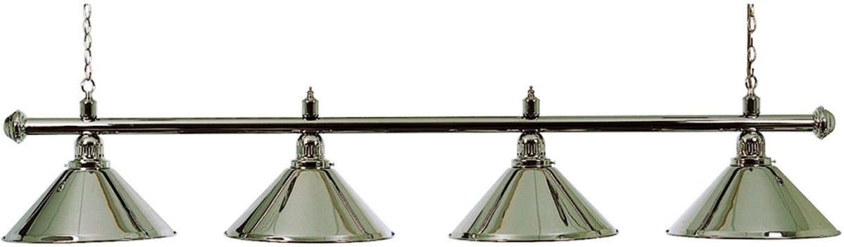 Biljartlamp pool met vier kappen Chroom