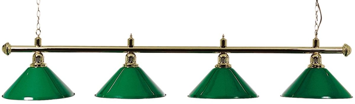 Biljartlamp pool met vier kappen Groen / Messing
