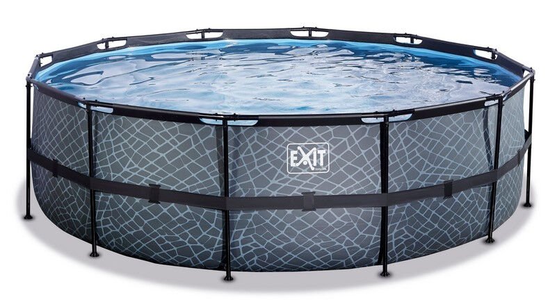 EXIT Stone zwembad ø450x122cm met filterpomp - grijs
