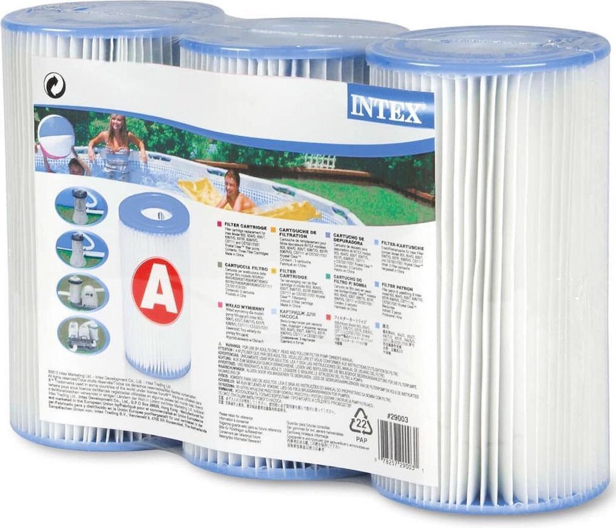 Intex Type A Filter Cartridge 10,7 x 20 cm (3-Pack)
