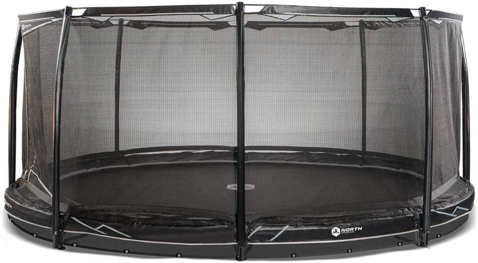North Explorer Inground 350 Trampoline + Safety Net Black