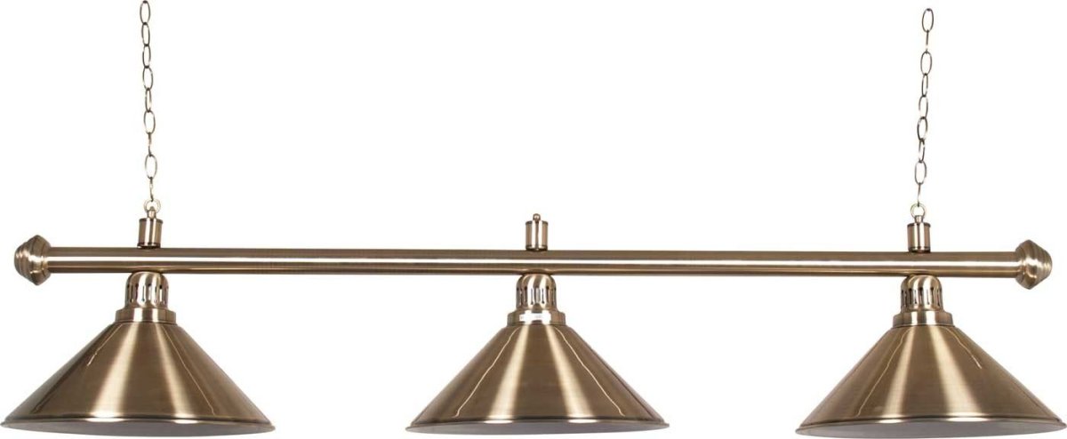 Biljartlamp pool met drie kappen Brushed Copper