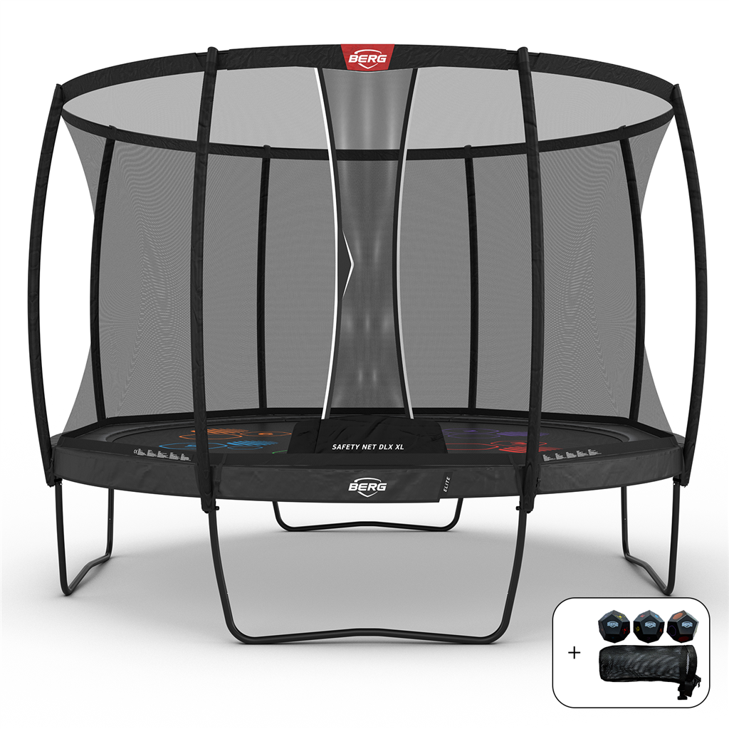 BERG Elite Regular Trampoline 430 Grijs Levels + Safety Net Deluxe XL