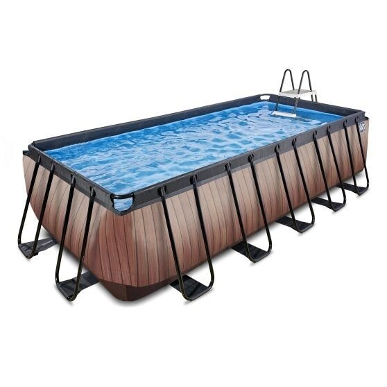 EXIT Wood zwembad 540x250x122cm met zandfilterpomp - bruin
