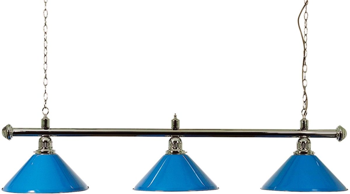 Biljartlamp pool met drie blauwe kappen