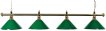Biljartlamp pool met vier kappen Groen / Messing miniatuur