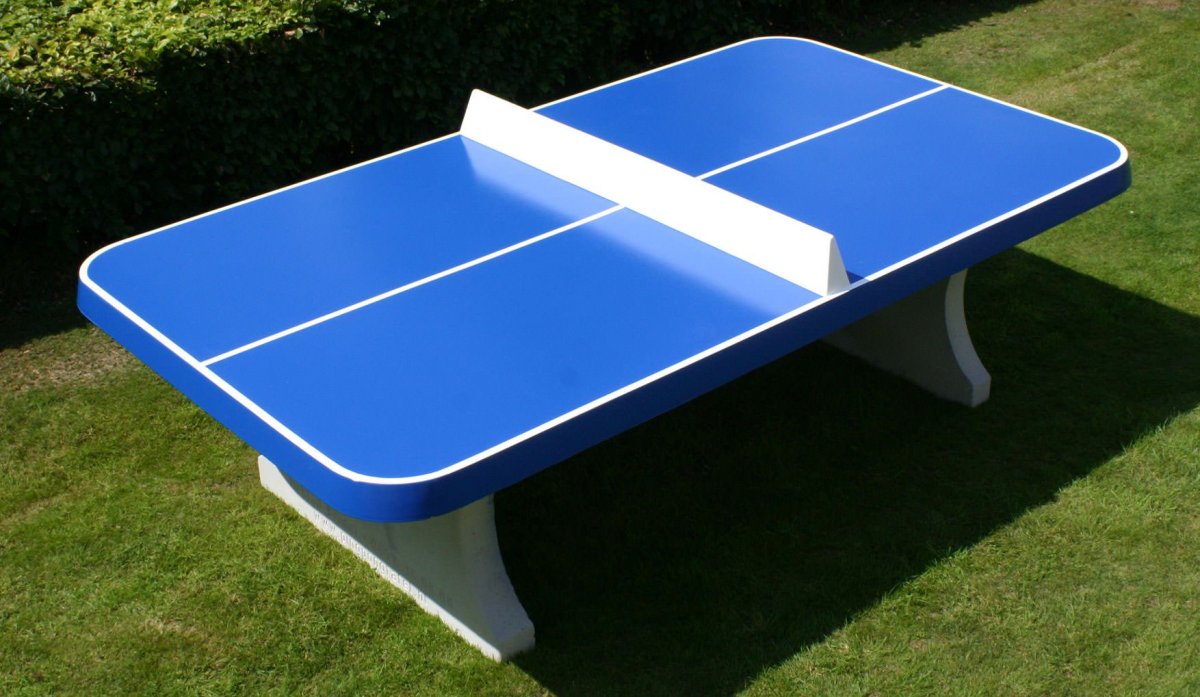 Heblad Tafeltennistafel Beton Blauw Afgeronde Hoek