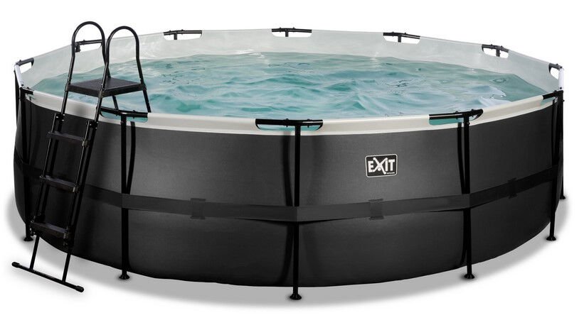 EXIT Black Leather zwembad ø488x122cm met zandfilterpomp - zwart