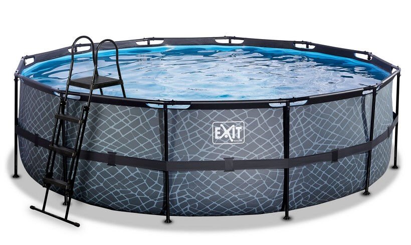 EXIT Stone zwembad ø488x122cm met filterpomp - grijs
