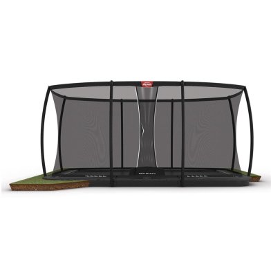 BERG Ultim Elite FlatGround Trampoline 500 Grijs + Safety Net Deluxe XL