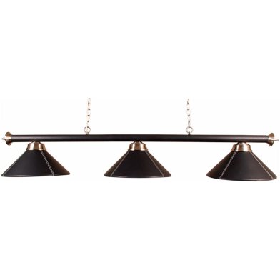 Biljartlamp pool met drie kappen Leer Zwart