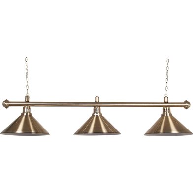 Biljartlamp pool met drie kappen Brushed Copper