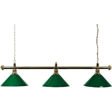 Biljartlamp pool met drie kappen Groen