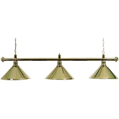 Biljartlamp pool met drie kappen Messing