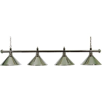 Biljartlamp pool met vier kappen Chroom