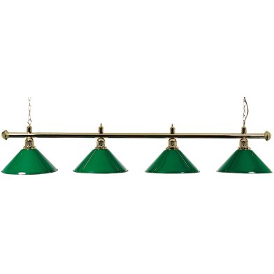 Biljartlamp pool met vier kappen Groen / Messing