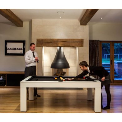 Milano Pooltafel & Eettafel 7.5 ft Piano Wit High Gloss