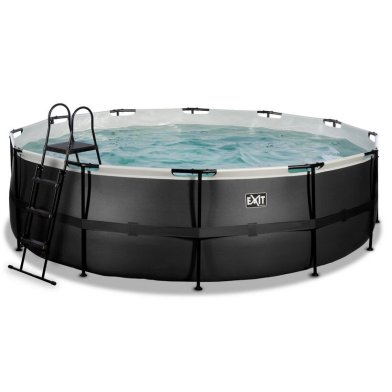 EXIT Black Leather zwembad ø488x122cm met zandfilterpomp - zwart