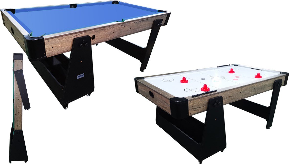 TopTable Twist 2in1 Max Airhockey/Pooltafel Wood/Wit 6FT